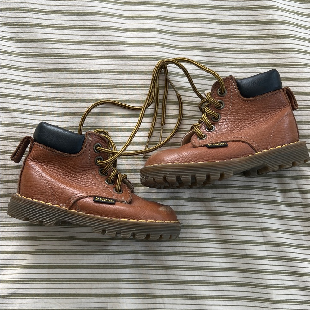Dr. Martens Kids Tan Leather Boots - Vintage